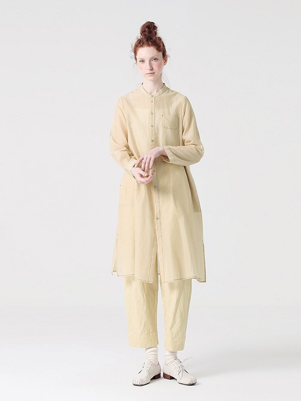 茶愫女装2020秋冬季黄色长款衬衫