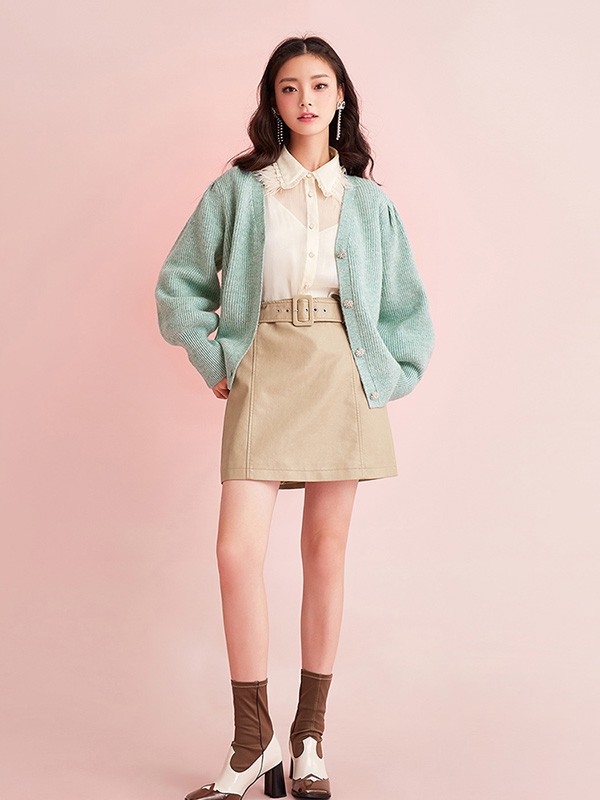 糖力潮品女装2020秋冬季绿色宽松外套