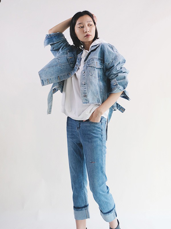 NONO女装2020秋冬季蓝色宽松外套