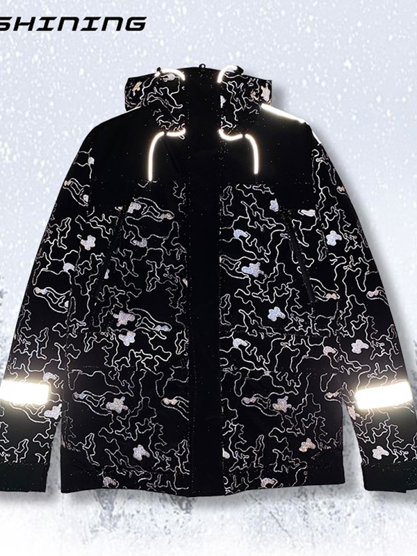 INSHINING2020秋冬装反光印花羽绒服
