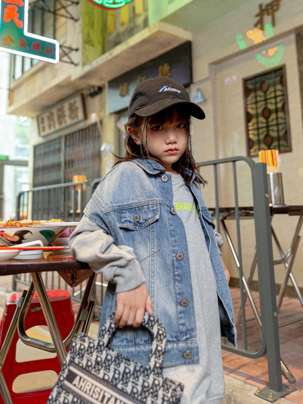 小资范2020秋冬季蓝色做旧外套