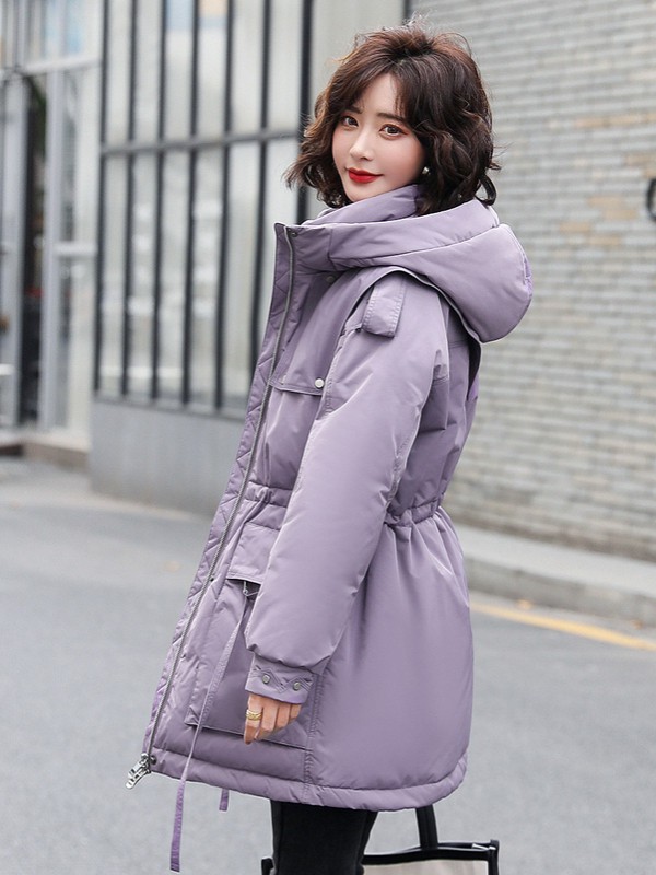 高梵羽绒服2020秋冬季紫色收腰羽绒服