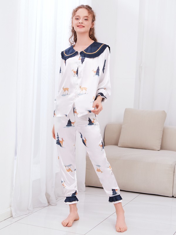 都市新感觉2021春夏季白色印花家居服