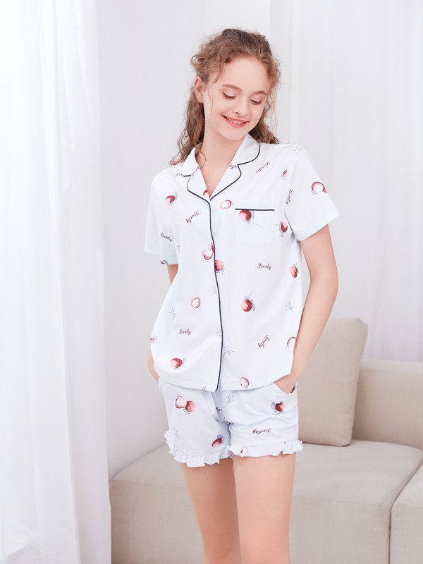 都市新感觉2021春夏季白色印花家居服