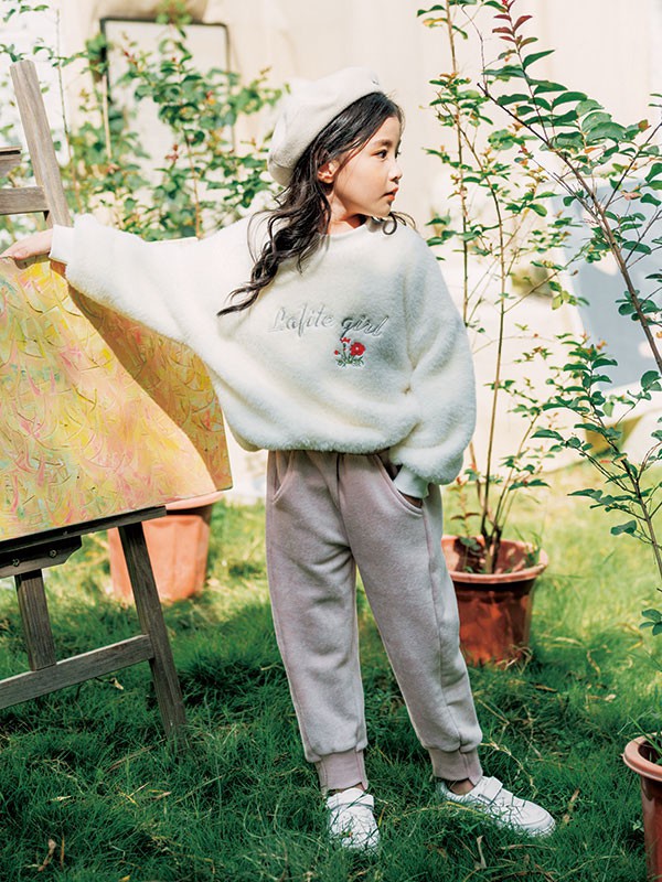 迪士汤姆2020秋冬季白色刺绣卫衣