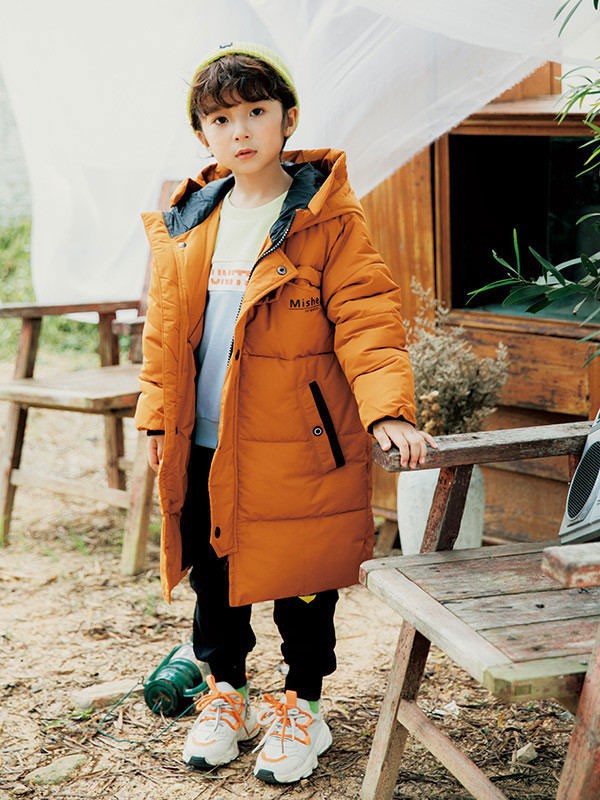 迪士汤姆2020秋冬季黄色纯色羽绒服