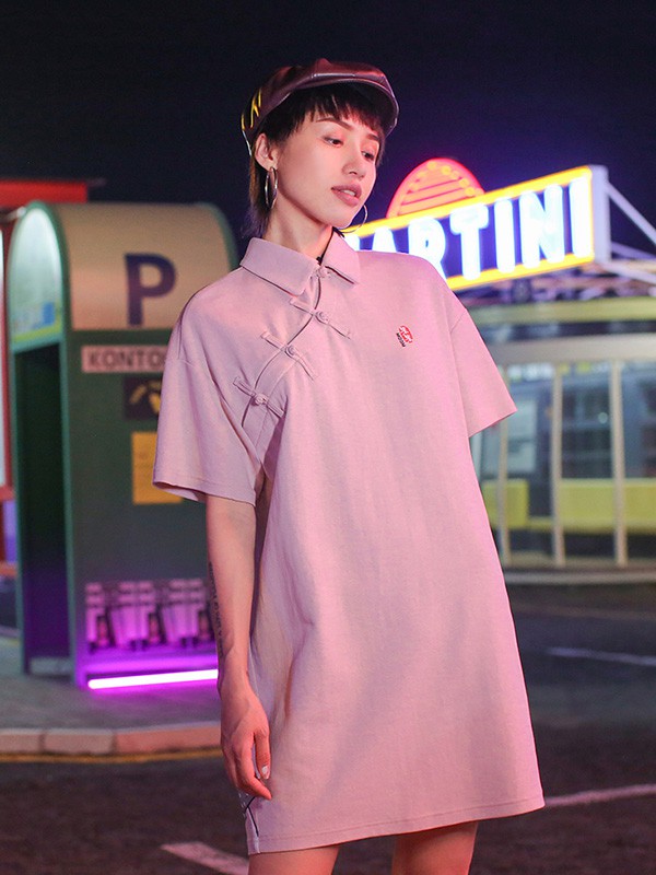 木果果木2020夏季粉色图案连衣裙