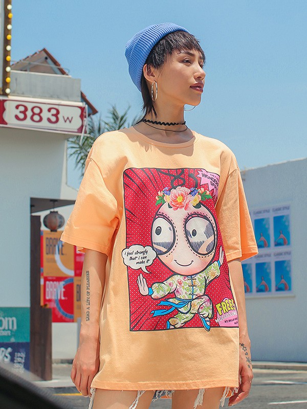 木果果木2020夏季橙色印花T恤