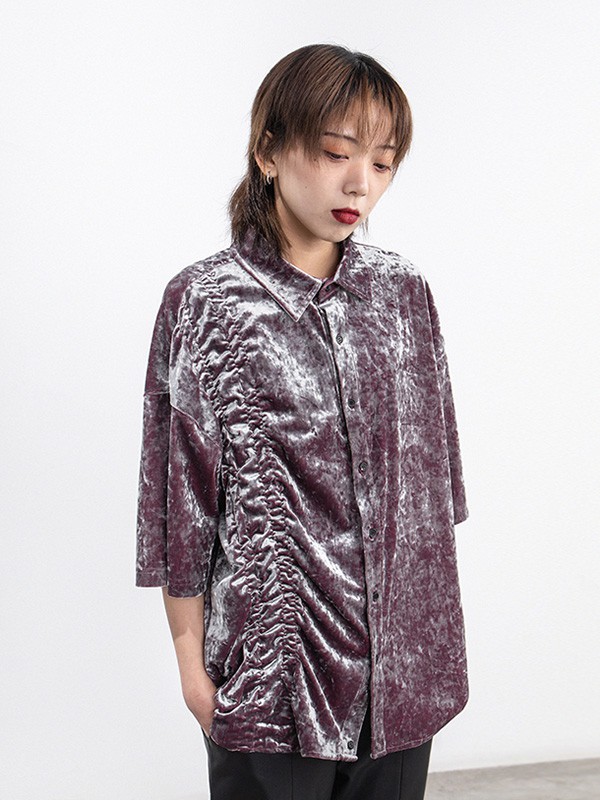 CONPCONP女装2020夏季紫色宽松衬衫