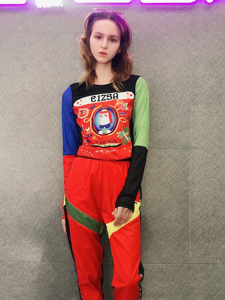 艾卓拉2020春夏季拼色印花T恤