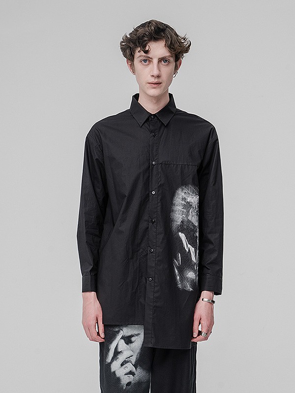 幻象者2020秋季黑色图案衬衫