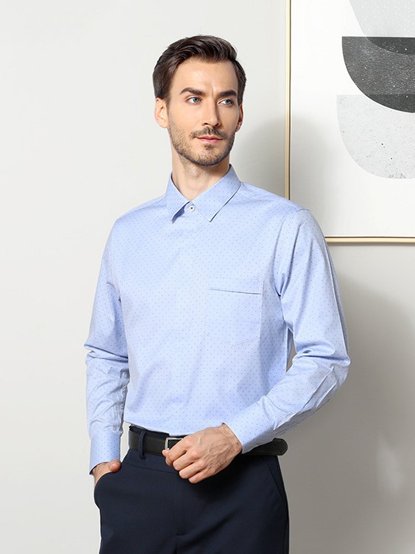 爱缪斯2020秋季浅蓝色波点衬衫