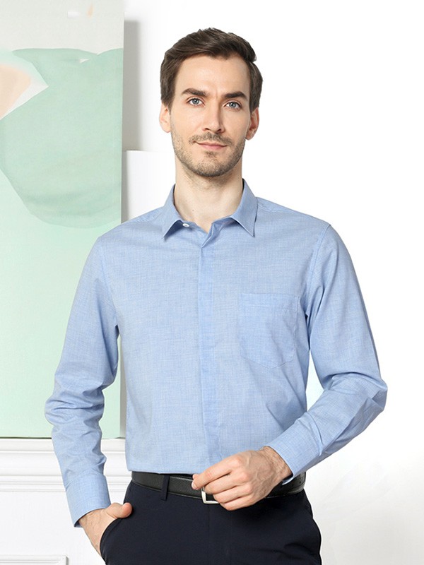 爱缪斯2020夏季浅蓝色纯色衬衫