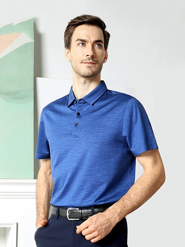 爱缪斯2020夏季蓝色纯色polo衫