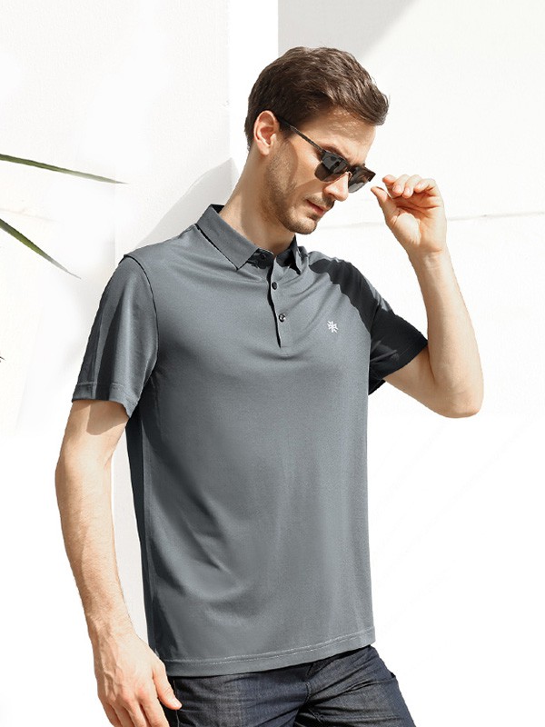 爱缪斯2020夏季灰色纯色polo衫