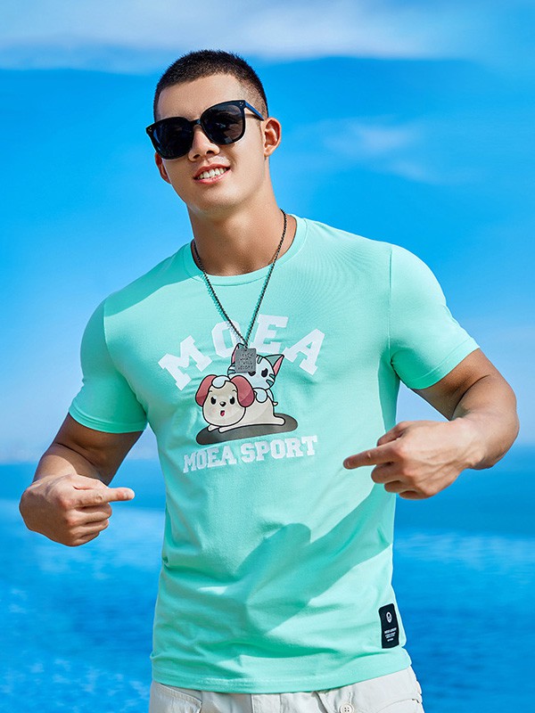 墨立方2020夏季绿色图案T恤