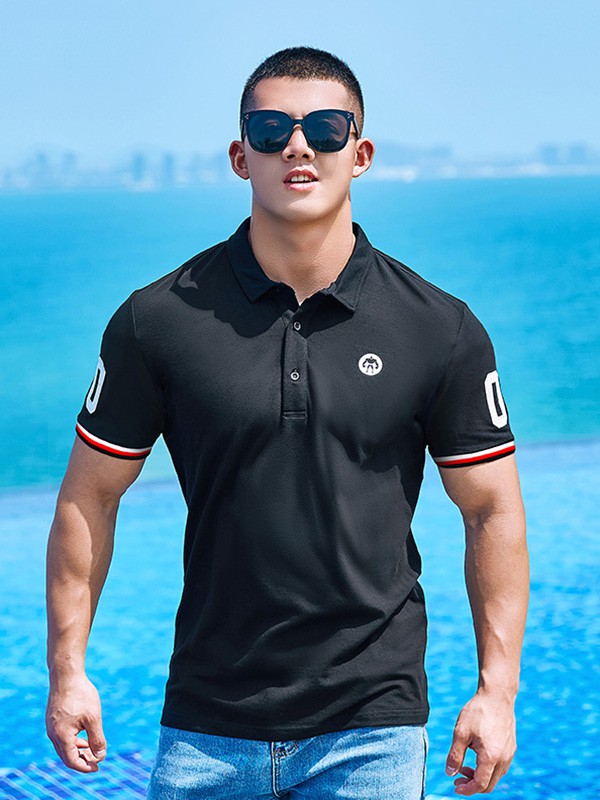 墨立方2020夏季黑色纯色polo衫