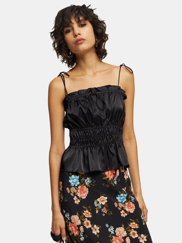 topshop2020春夏季黑色纯色上衣