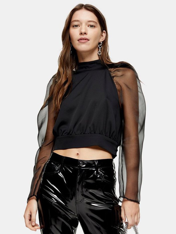 topshop2020春夏季黑色纯色上衣
