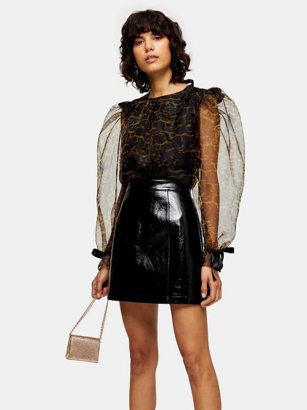 topshop2020春夏季黑色纯色包臀裙