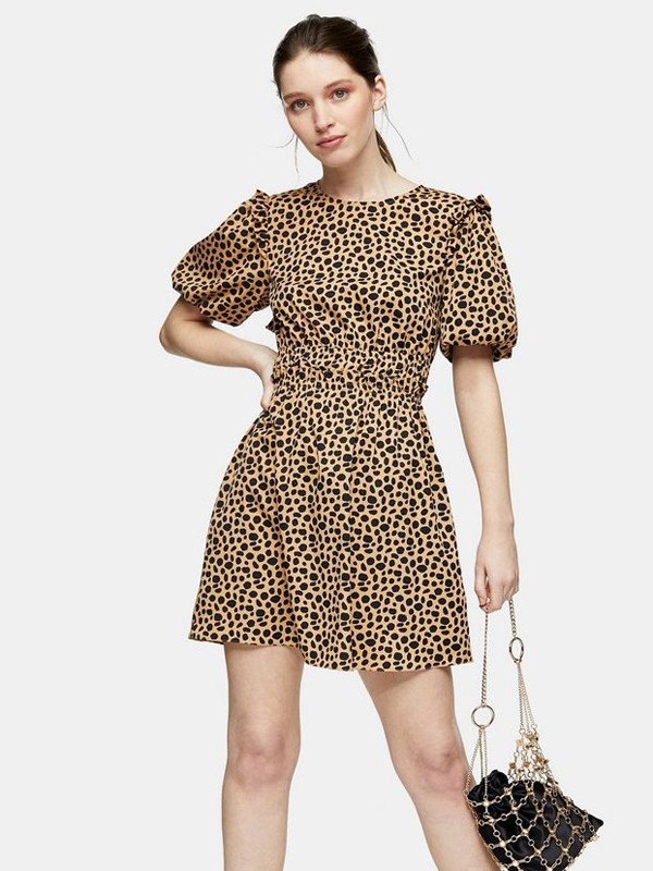 topshop2020春夏季黄色波点连衣裙