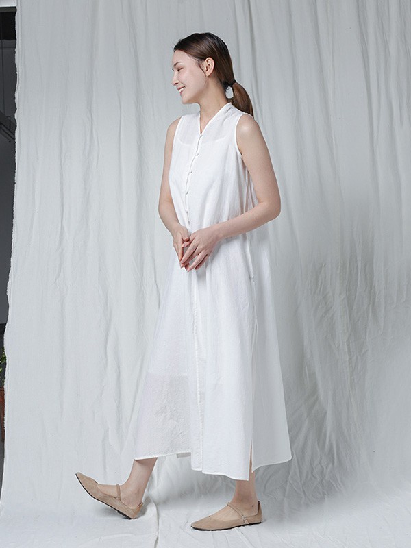 照本堂2020夏季白色纯色连衣裙