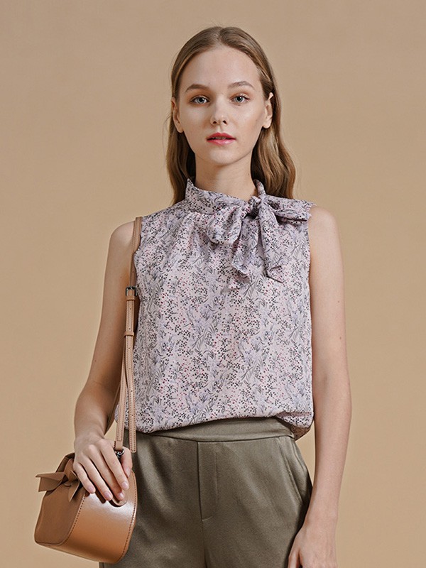 伊树女装2020夏季莫兰迪色系无袖上衣