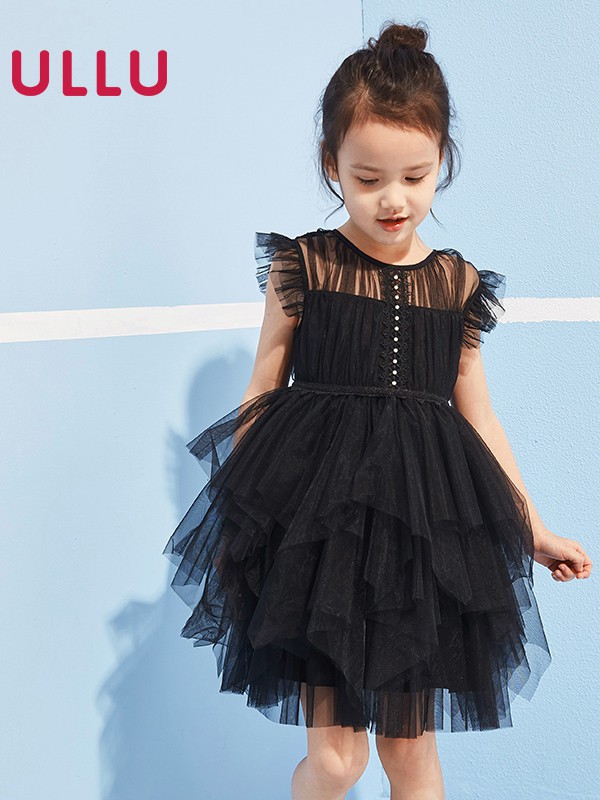 UU2020春夏季黑色纱网连衣裙