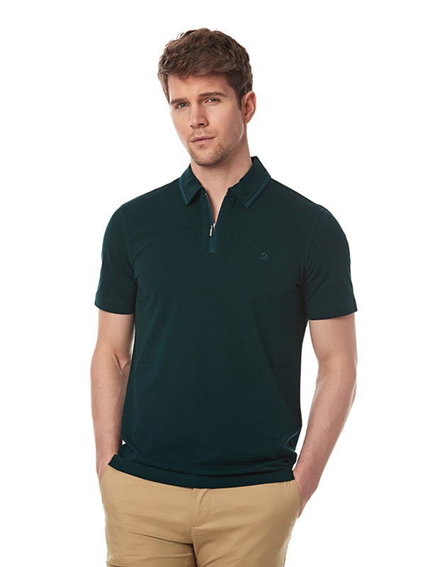 梦特娇包包2020夏季墨绿色纯色T恤