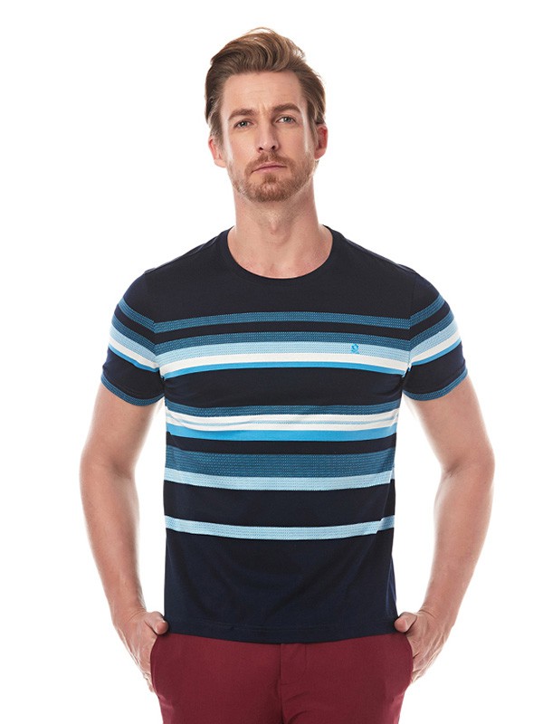 梦特娇包包2020夏季拼色条纹T恤