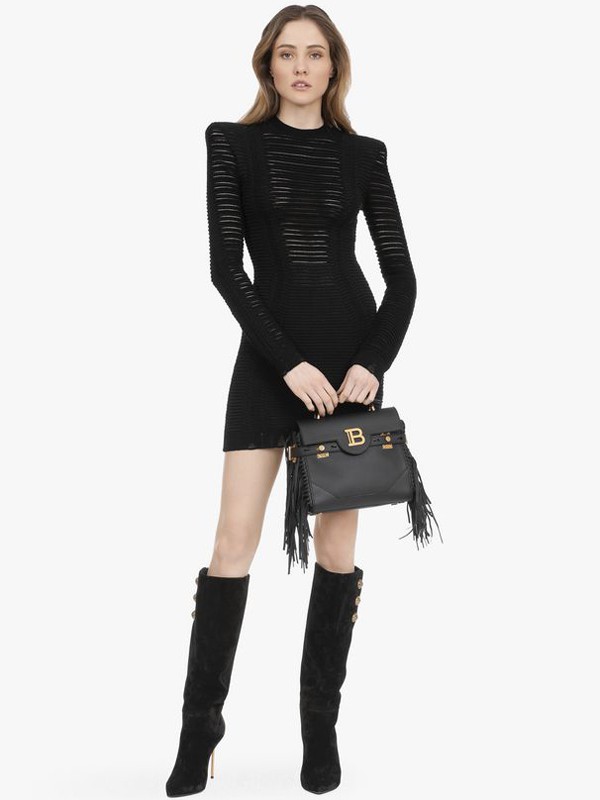 巴尔曼2020春夏季黑色条纹连衣裙