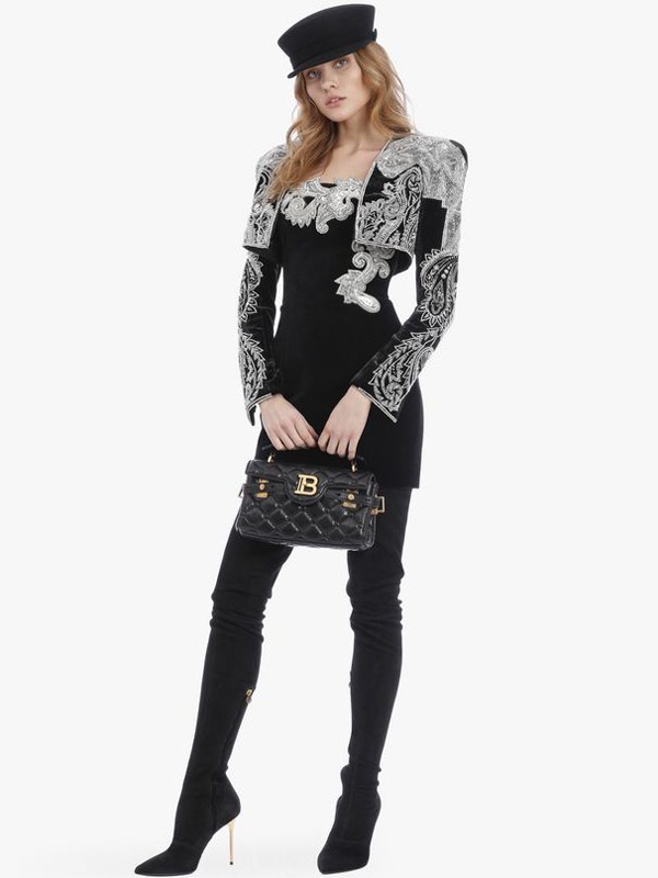 巴尔曼2020春夏季黑色刺绣连衣裙