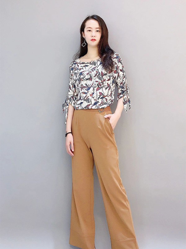 石库门2020夏季拼色印花上衣