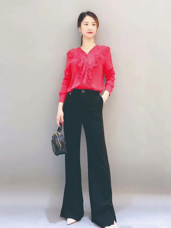 石库门2020夏季黑色纯色阔腿裤