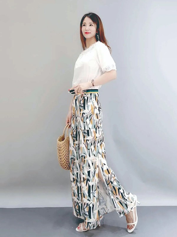 石库门2020夏季抹茶绿开叉半身裙