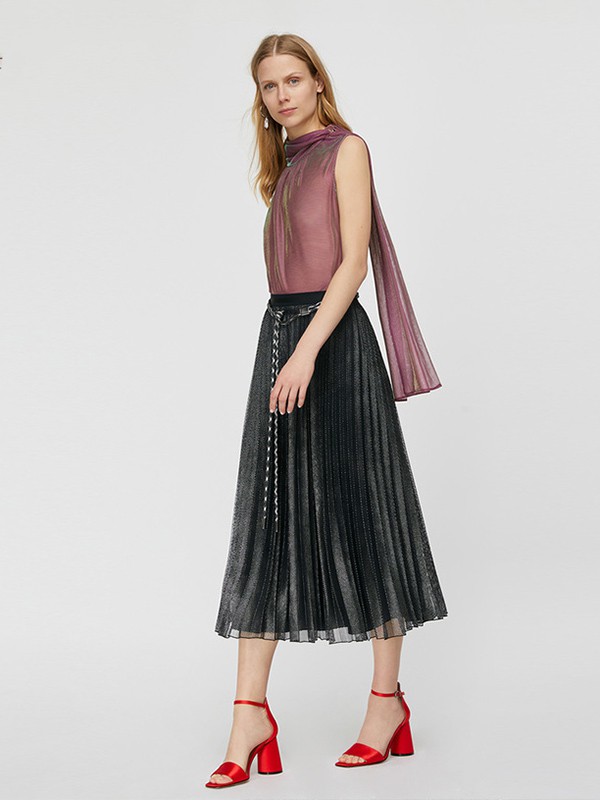 MAX&CO.女装2020夏季黑色纯色半身裙