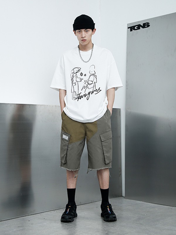 TGNS休闲装2020夏季白色印花T恤