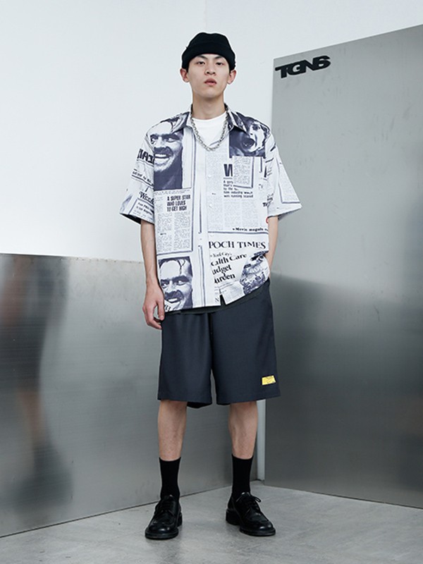 TGNS休闲装2020夏季灰色图案衬衫