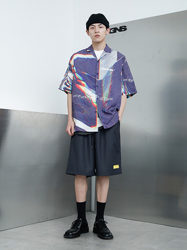 TGNS休闲装2020夏季紫色渐变衬衫