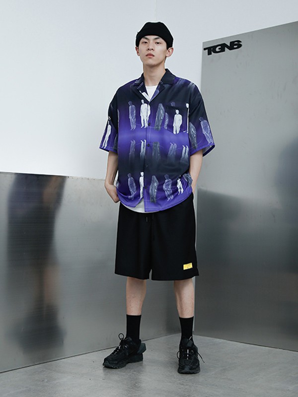 TGNS休闲装2020夏季黑色渐变衬衫