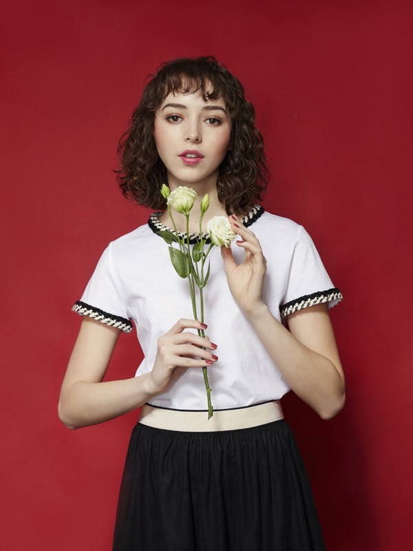 领姿2020冬季白色T恤