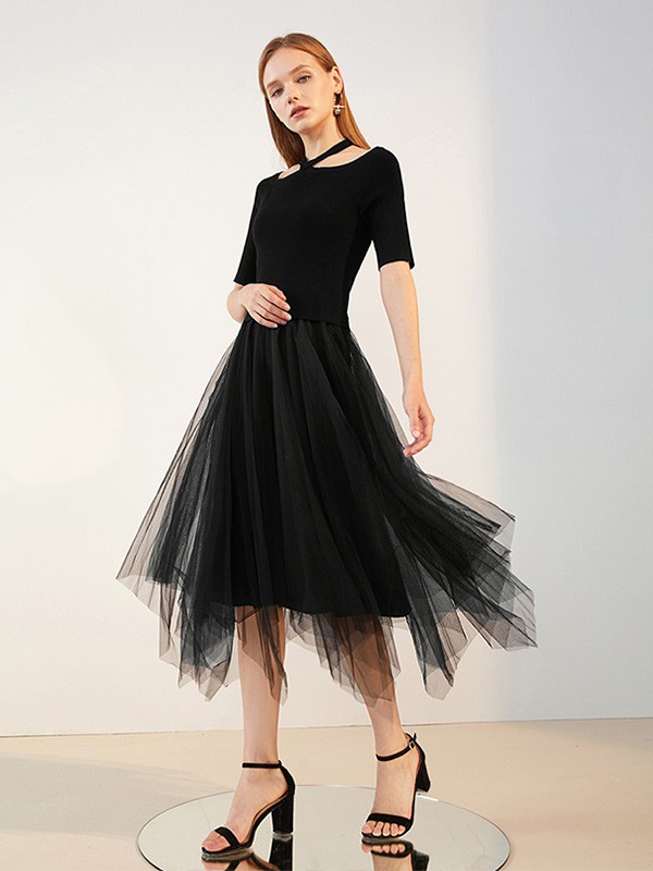 艾诺丝雅诗2020秋季黑色纱网半身裙