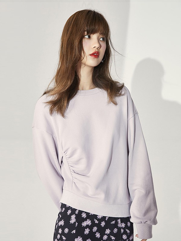 文墨2020秋季灰色纯色卫衣