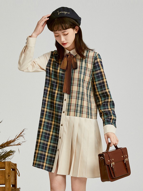 紫涵2020秋季拼色拼接衬衫