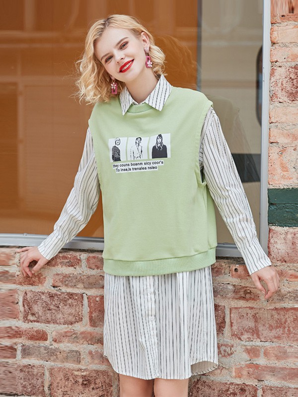 玛玛绨2020秋季绿色印花背心