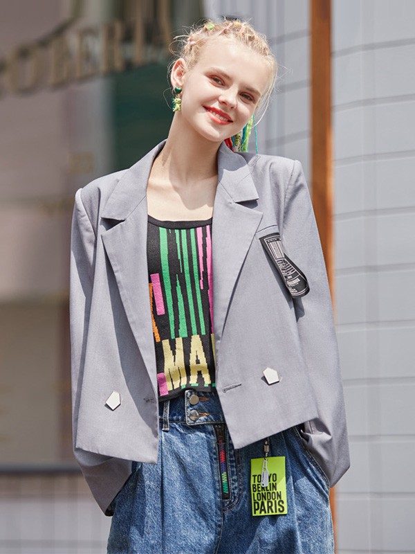 玛玛绨女装2020秋季灰色纯色外套