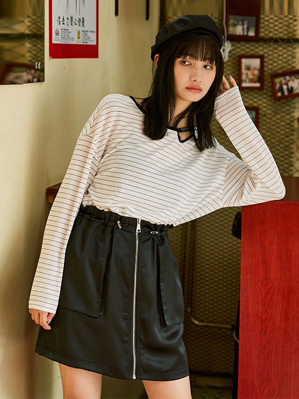 玛玛绨2020秋季白色条纹上衣