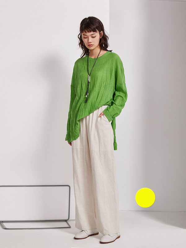 芮玛2020秋季绿色纯色打底衫