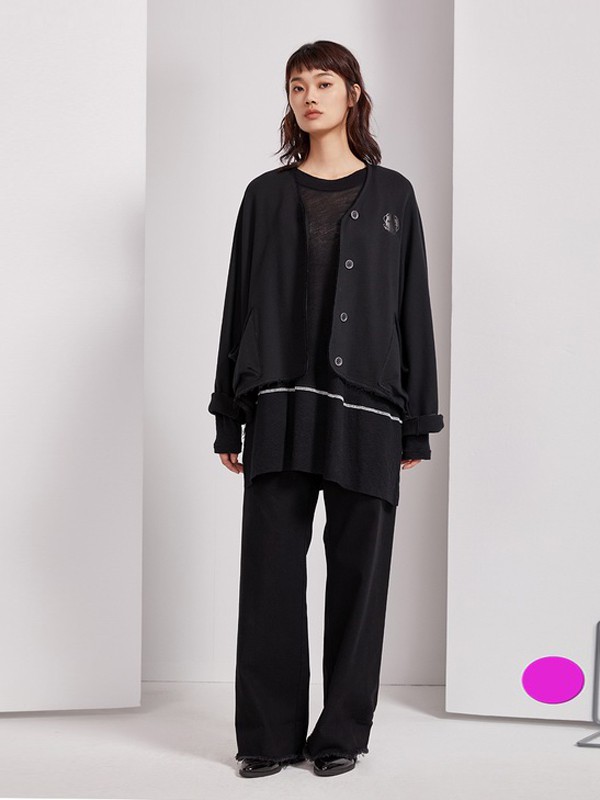 芮玛2020秋季黑色纯色外套