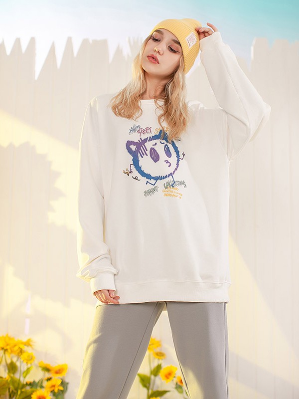 YEP女装2020秋冬季白色印花卫衣